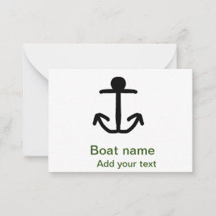 Tarjeta Pequeña Nombre del barco personalizado ancla vela verano a