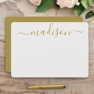 Tarjeta Pequeña Nombre del guión de la tipografía de oro femenino