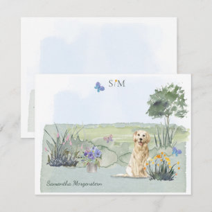 Tarjeta Pequeña Nombre del monograma de mariposa de perro recupera