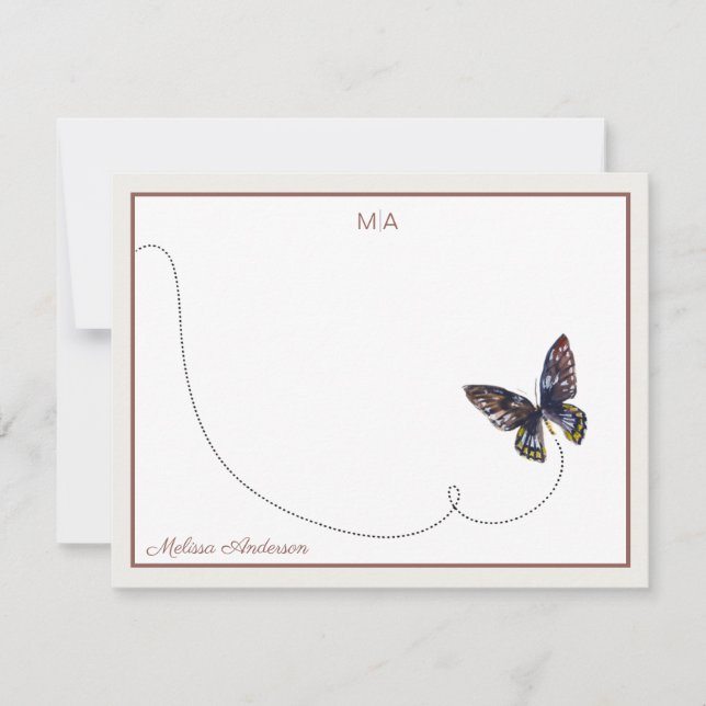 Tarjeta Pequeña Nombre del monograma del vuelo de mariposa azul am (Anverso)
