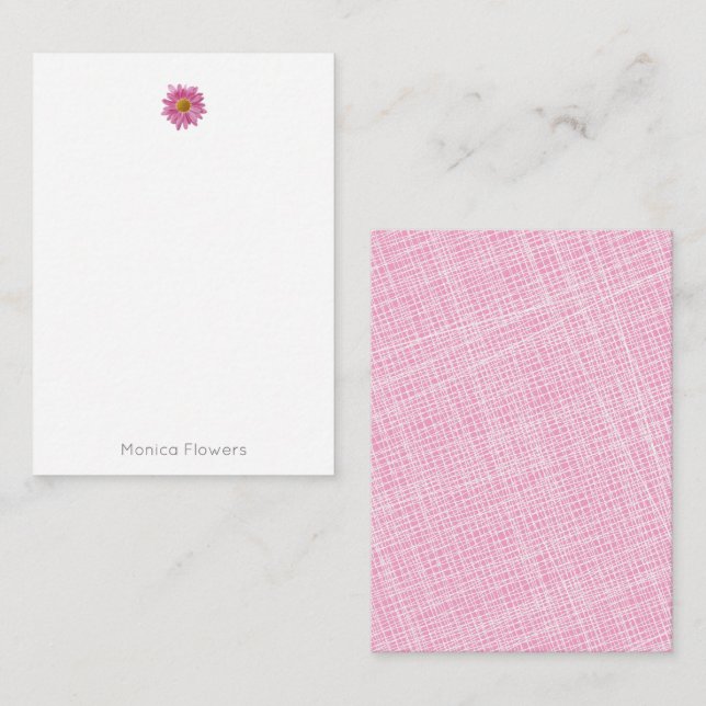 Tarjeta Pequeña NOMBRE estacional de margarita rosada para ella (Anverso / Reverso)