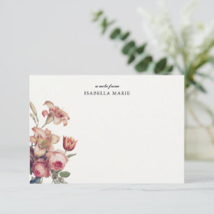 Tarjeta Pequeña Nombre Floral Vintage Elegante