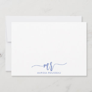Tarjeta Pequeña Nombre inicial del guión moderno gris azul