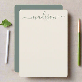 Tarjeta Pequeña Nombre inicial personalizado Sage Green Typography