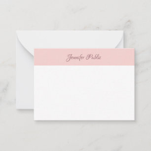 Tarjeta Pequeña Nombre manuscrito Rubor Blanco rosa Elegante