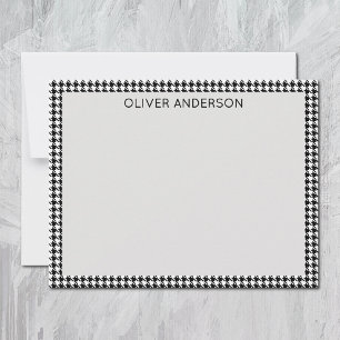Tarjeta Pequeña Nombre Marco de Cuadro Houndstooth Blanco y Neg