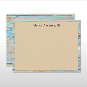 Tarjeta Pequeña Nombre Marco de madera intemperizado turquesa