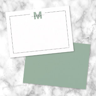 Tarjeta Pequeña Nombre minimalista de monograma de guión verde