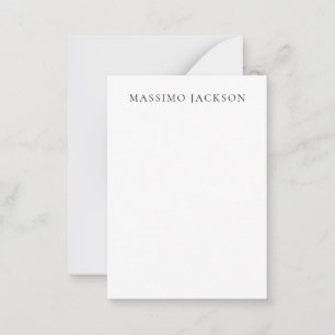 Tarjeta Pequeña Nombre Minimalista Moderno Plano Simple Negro Blan
