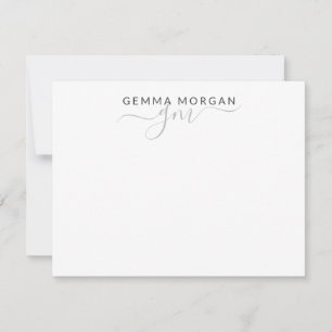 Tarjeta Pequeña Nombre Minimalista simple con guión de Moda inicia