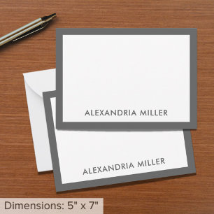 Tarjeta Pequeña Nombre minimo elegante del monograma Gris blanco 5