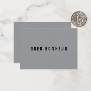 Tarjeta Pequeña Nombre moderno y elegante   Gris y negro