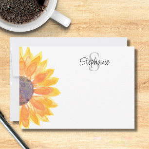 Tarjeta Pequeña Nombre Monograma Girasol