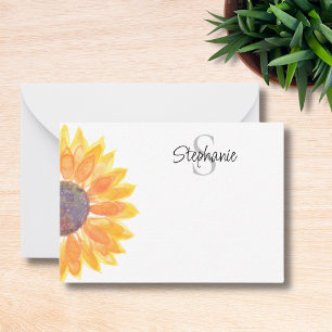 Tarjeta Pequeña Nombre Monograma girasol amarillo