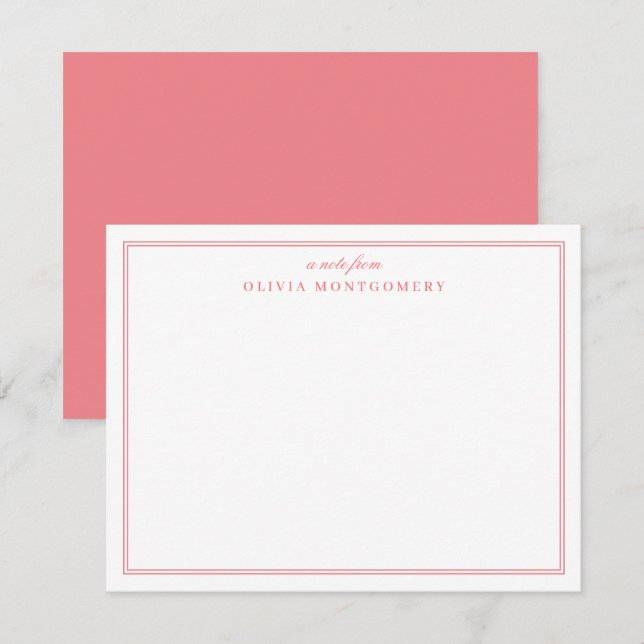 Tarjeta Pequeña Nombre personal rosa y blanco minimalista (Anverso / Reverso)