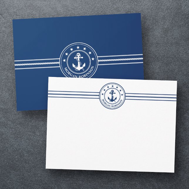 Tarjeta Pequeña Nombre personalizado Ancla de barco Nautical Stars (Subido por el creador)