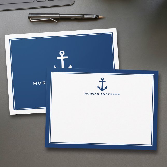 Tarjeta Pequeña Nombre personalizado Anclaje de barco clásico Azul (Subido por el creador)