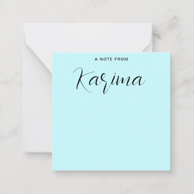 Tarjeta Pequeña Nombre personalizado Calligrafía azul Pastel (Anverso)