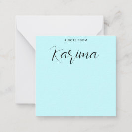 Tarjeta Pequeña Nombre personalizado Calligrafía azul Pastel