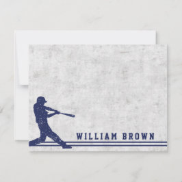 Tarjeta Pequeña Nombre personalizado con silueta de béisbol azul o
