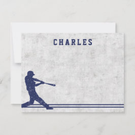 Tarjeta Pequeña Nombre personalizado con silueta de béisbol azul o