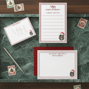 Tarjeta Pequeña Nombre personalizado Dachshund sombrero de Santa p