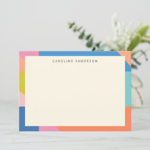 Tarjeta Pequeña Nombre personalizado de borde geométrico colorido
