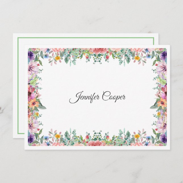 Tarjeta Pequeña Nombre personalizado de Bouquet en un jardín inglé (Anverso / Reverso)