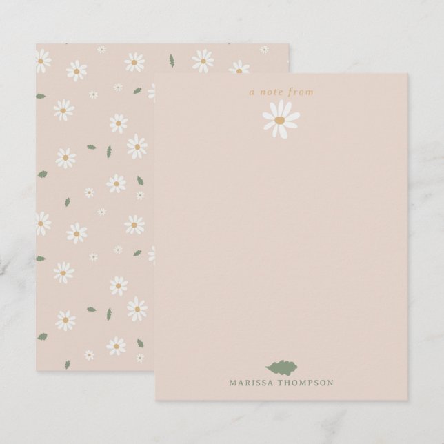 Tarjeta Pequeña Nombre personalizado de flores de margarita y vege (Anverso / Reverso)