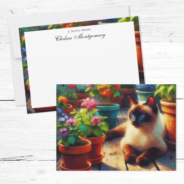 Tarjeta Pequeña Nombre personalizado de gato siamés en pintura de  (Subido por el creador)