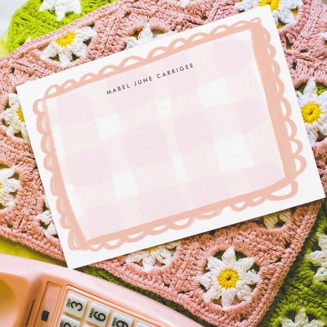Tarjeta Pequeña Nombre personalizado de Gingham de Vieira Rosa (Subido por el creador)