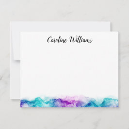 Tarjeta Pequeña Nombre personalizado de la acuarela azul y púrpura