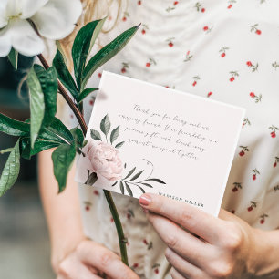 Tarjeta Pequeña Nombre personalizado de la flor de magnolia blanca