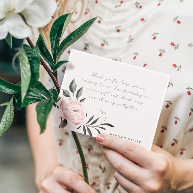 Tarjeta Pequeña Nombre personalizado de la flor de magnolia blanca (White Vintage Magnolia Flower Personalized Name Note Card)