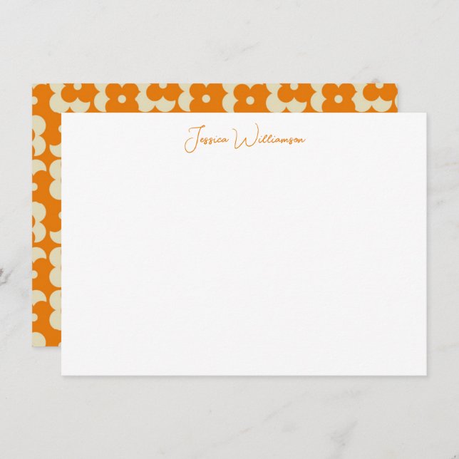 Tarjeta Pequeña Nombre personalizado de la flor del Naranja retro  (Anverso / Reverso)