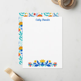 Tarjeta Pequeña Nombre personalizado de la flor del patrón folclór