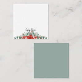 Tarjeta Pequeña Nombre personalizado de Navidad verde y rojo