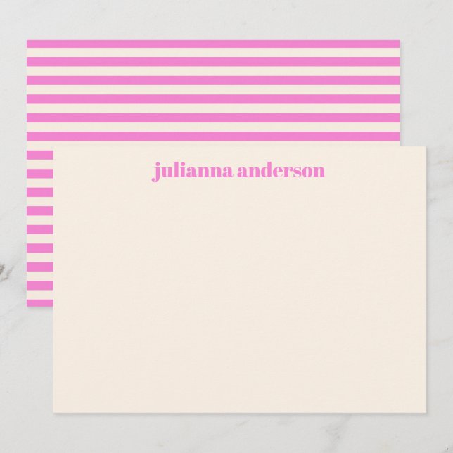 Tarjeta Pequeña Nombre personalizado de rayas negrita rosa brillan (Anverso / Reverso)