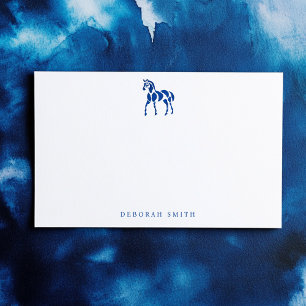 Tarjeta Pequeña Nombre personalizado del caballo ecuestre azul mod
