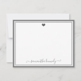 Tarjeta Pequeña Nombre personalizado del corazón gris plateado de 