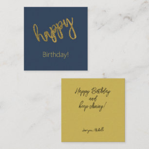 Tarjeta Pequeña Nombre personalizado del Purpurina de oro feliz cu