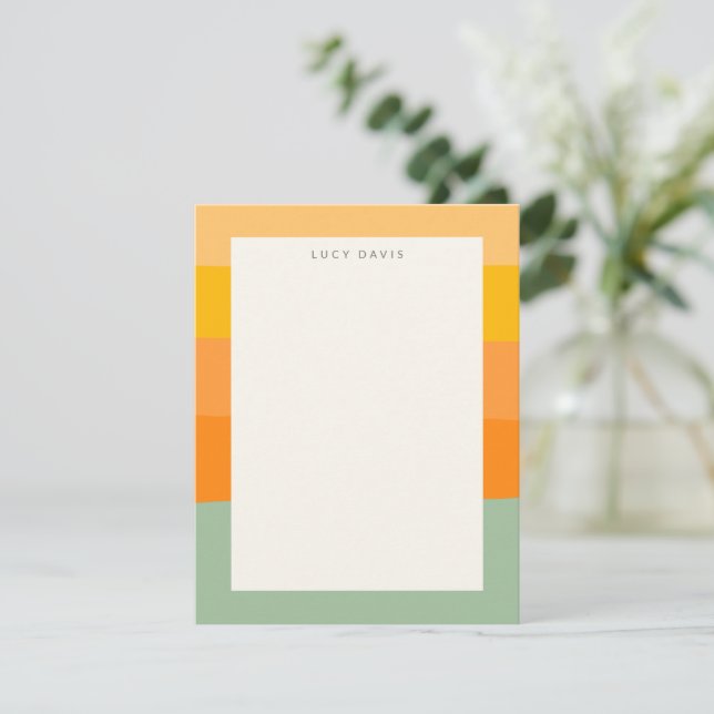 Tarjeta Pequeña Nombre personalizado Earthy Muted Pastel Stripes (Anverso de pie)