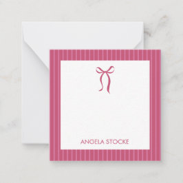 Tarjeta Pequeña Nombre Personalizado Lazo Rosa