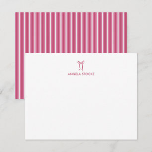 Tarjeta Pequeña Nombre Personalizado Lazo Rosa