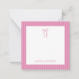 Tarjeta Pequeña Nombre Personalizado Lazo Rosa