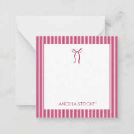 Tarjeta Pequeña Nombre Personalizado Lazo Rosa