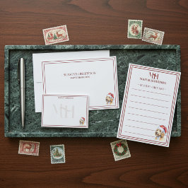 Tarjeta Pequeña Nombre personalizado Mano dibujada dorada Santa Ha