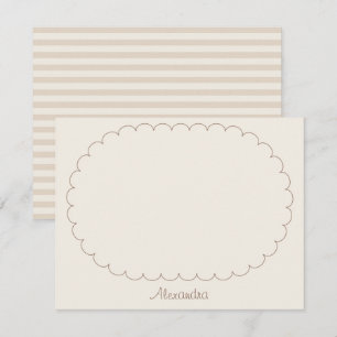 Tarjeta Pequeña Nombre personalizado Marco marrón Escritura y Raya
