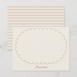 Tarjeta Pequeña Nombre personalizado Marco marrón Escritura y Raya