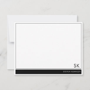 Tarjeta Pequeña Nombre personalizado minimalista borde negro monog
